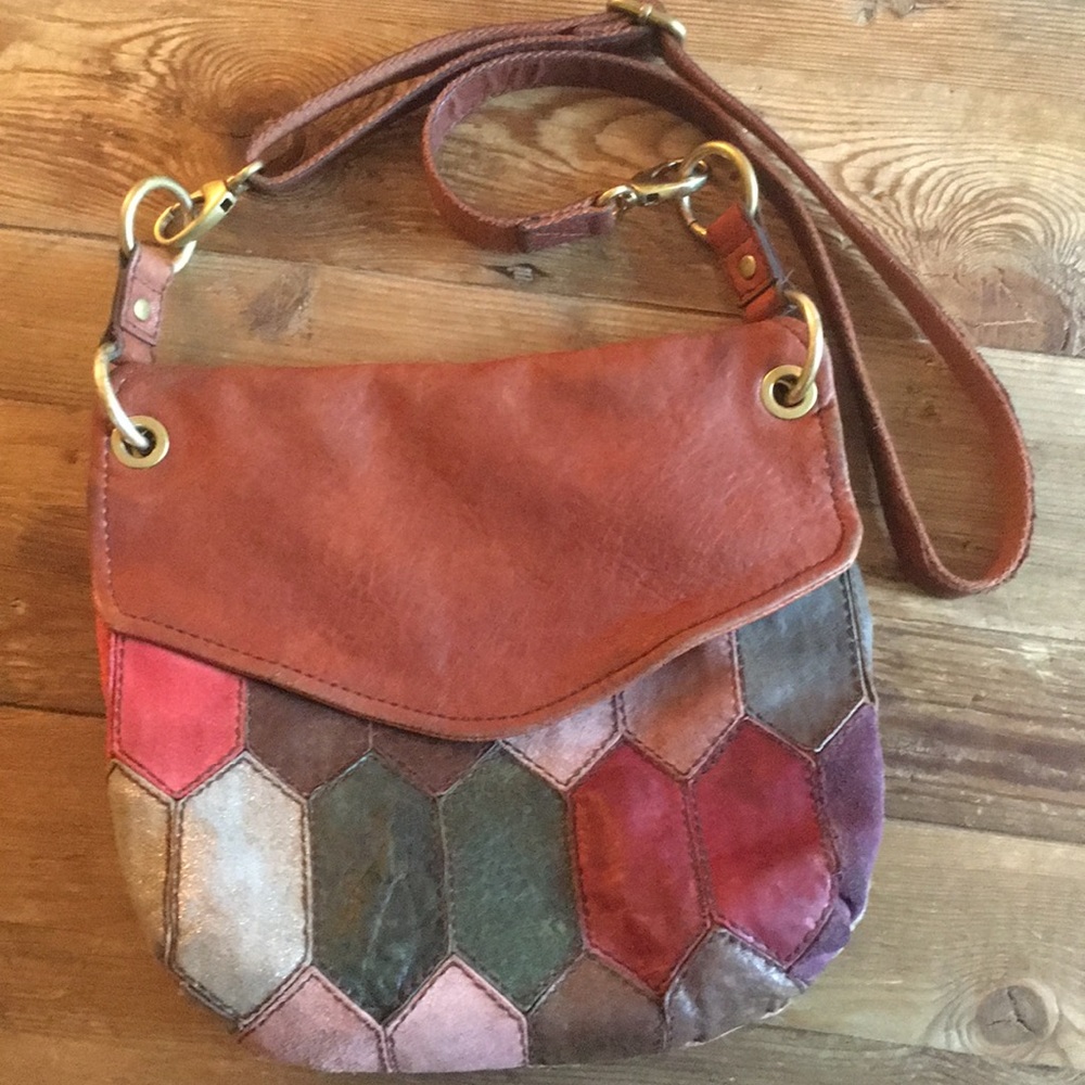 Fossil Vintage Leather Boho Patchwork Crossbody - image 1